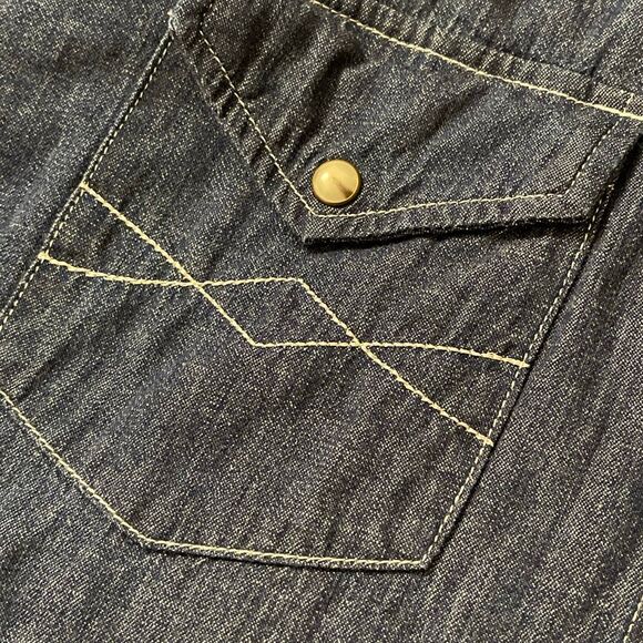 Frye & Co. Men’s Chambray Pearl Snap Button Denim Western/Cowboy Shirt - Picture 8 of 11